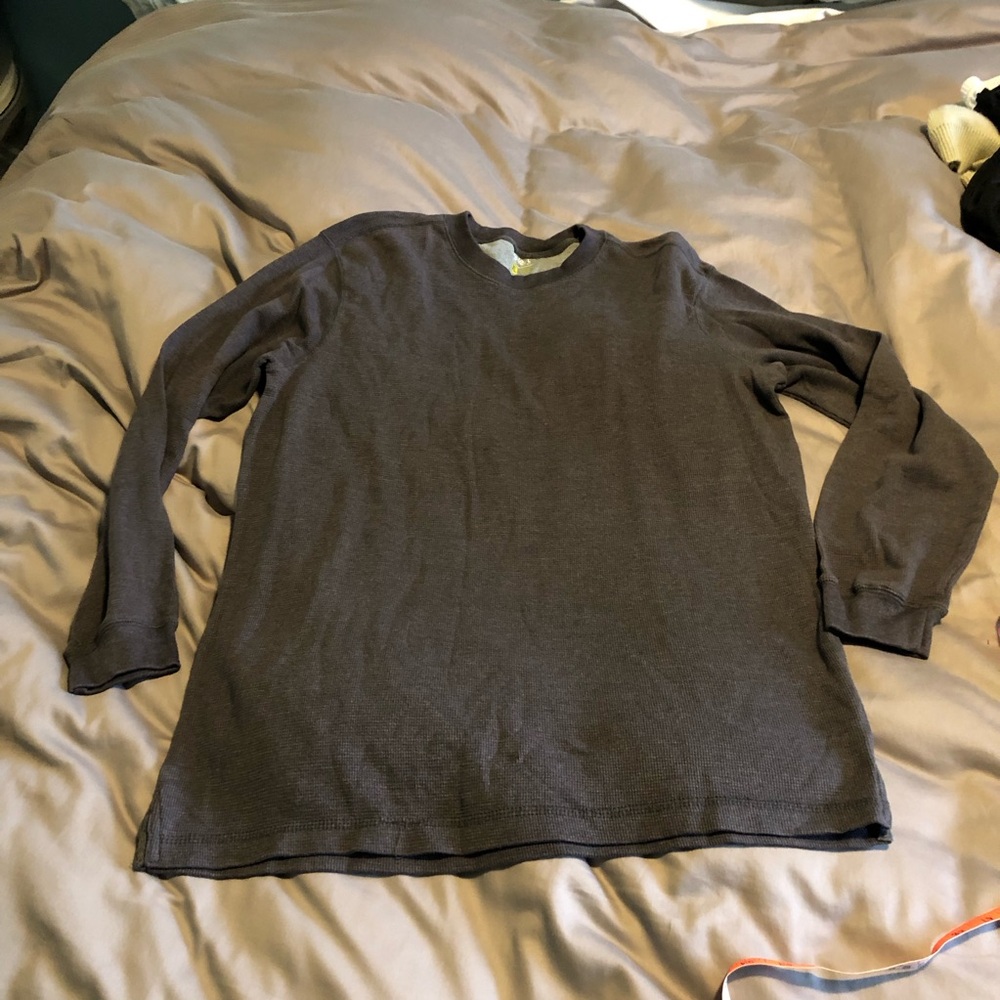 Long Sleeve Crewneck waffle weave thermal Shirt - gray/purple